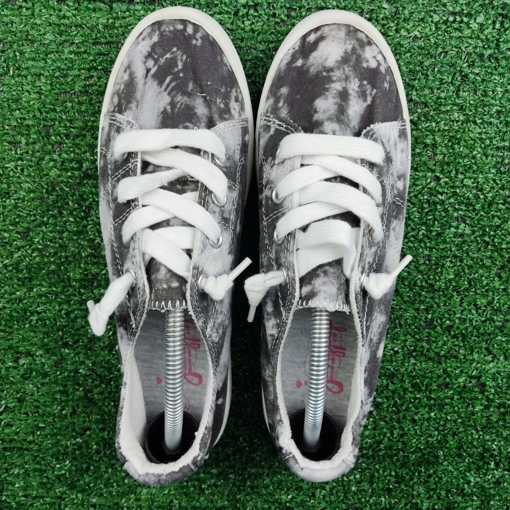 Jellypop Sneakers Womens 7.5 Black White Dallas Tie‎ Dye Canvas Slip On Comfort